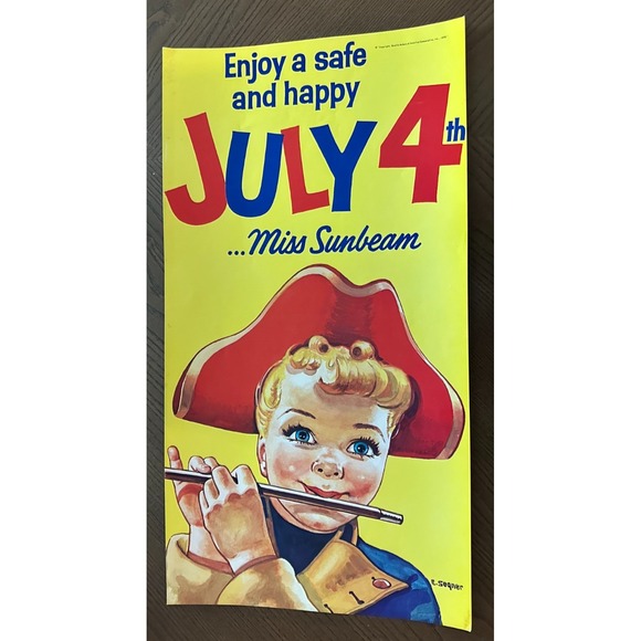 Little Miss Sunbeam Bread July 4th 21'' x 11'' Poster Ephemera 1970 Segner - Picture 3 of 6